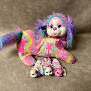 Puppy Surprise Rainbow Tie Dye Mom Dog & 3 baby puppies